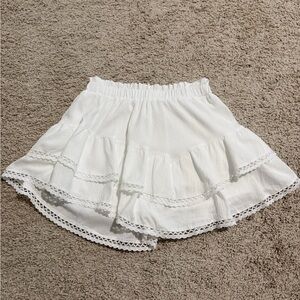 White Ruffled Skort with Lace Trim